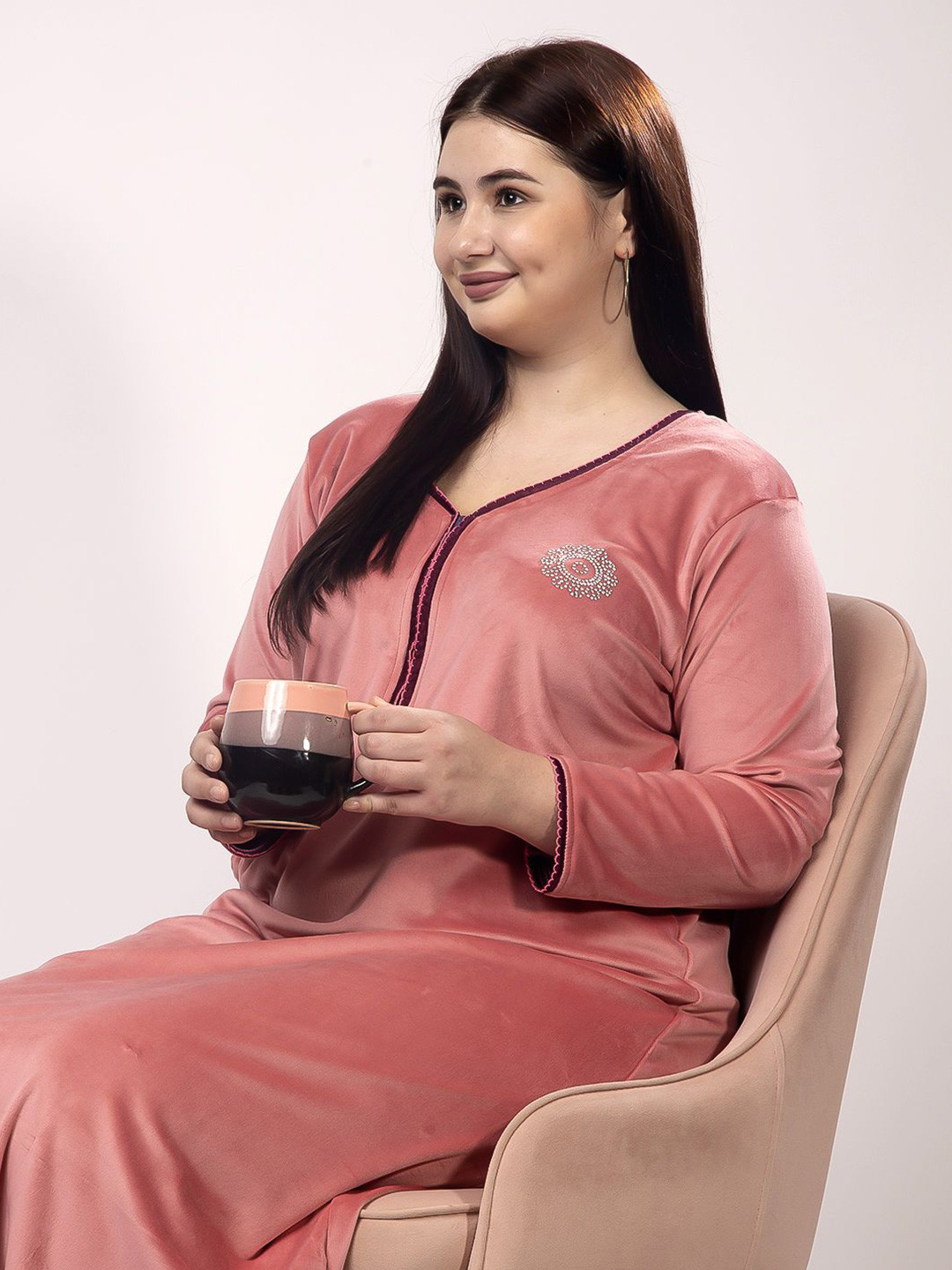 CHUI MUI Women Plus Size Winter Sweat Nightdress