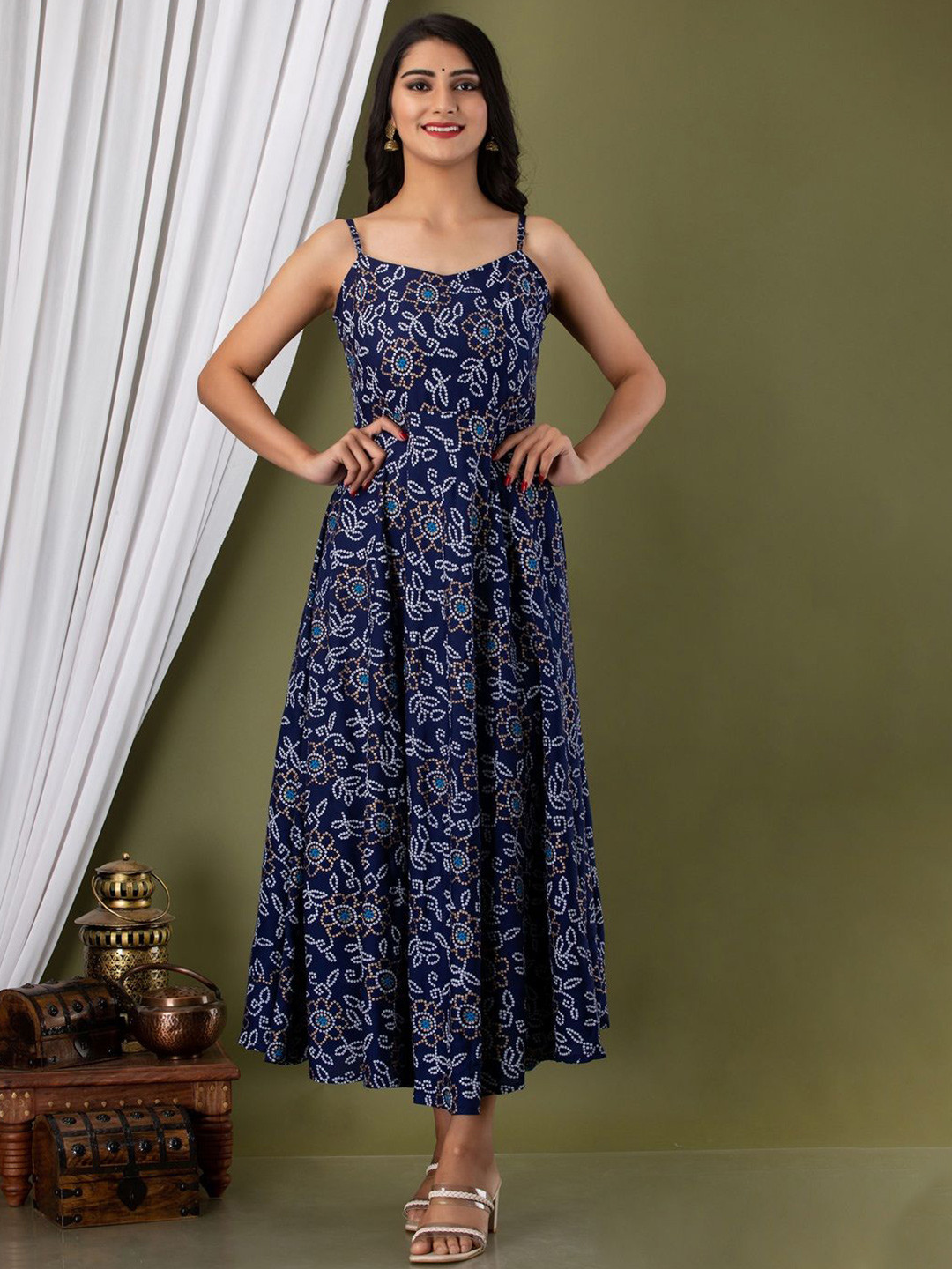 Demirner Women Printed Fit & Flare Midi Dress