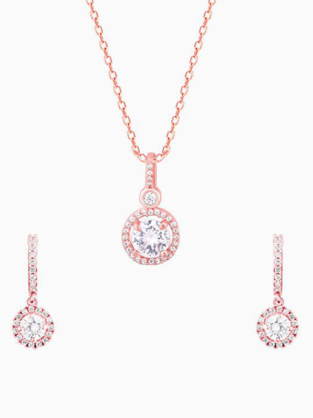 GIVA 925 Silver Rose Gold-Plated Cubic Zirconia Drizzle Drop Set