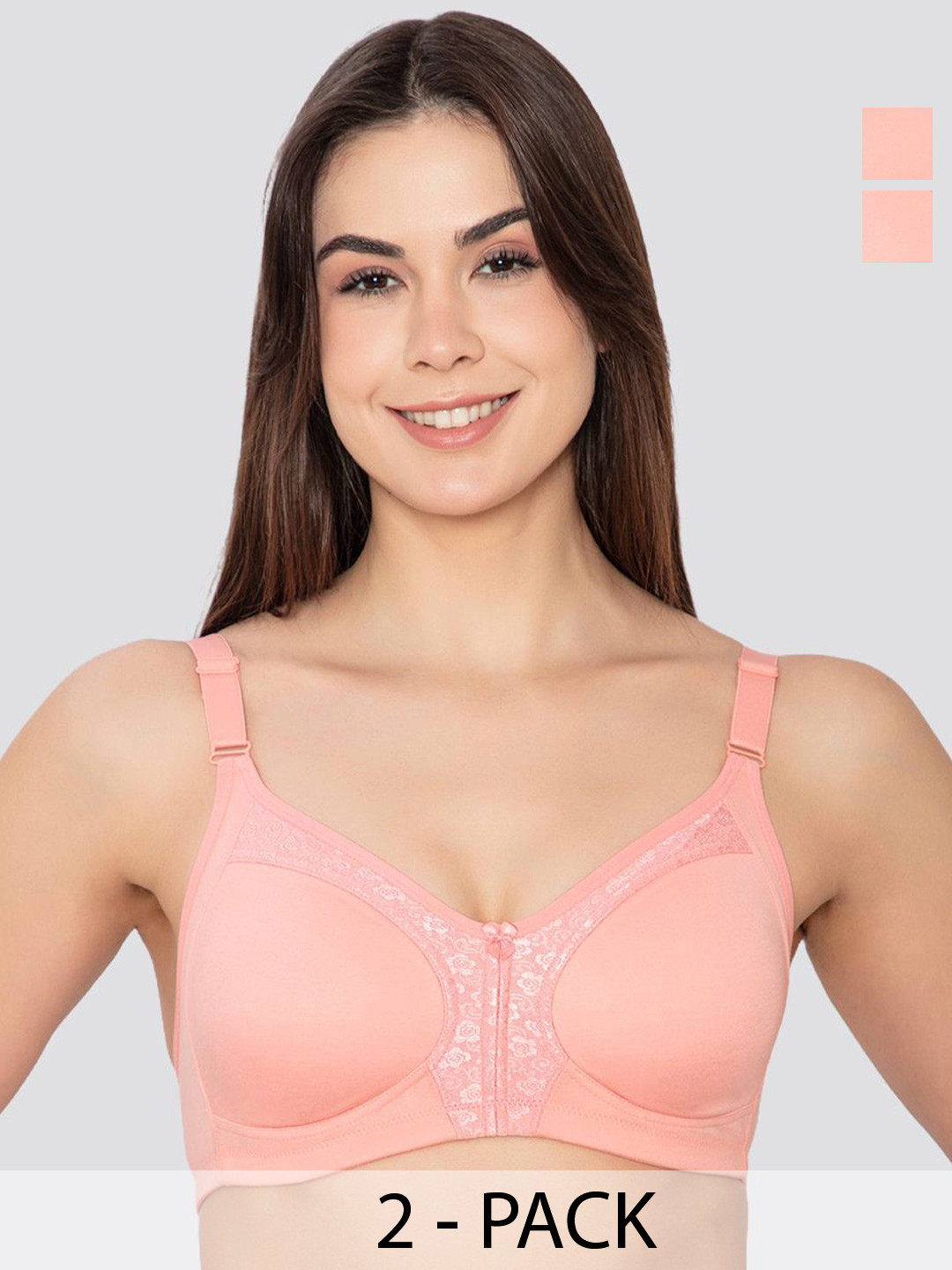 K LINGERIE Leona Pack of 2 Full Coverage Everyday Lace Bra RSE-RSE
