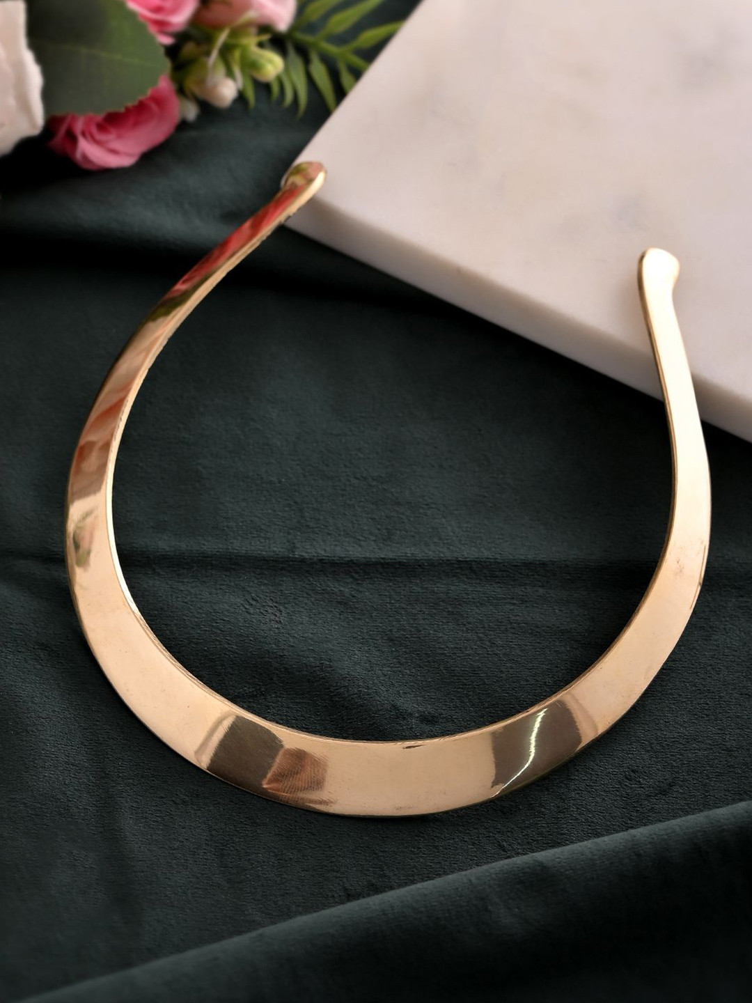 Silvermerc Designs Brass Gold-Plated Elegant Collar Necklace