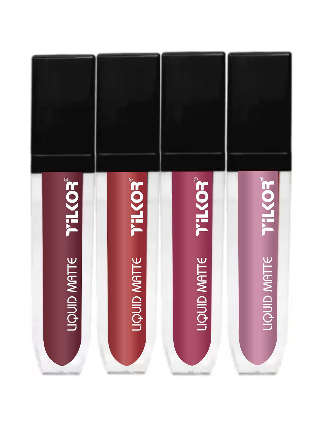 TILKOR Set Of 4 Mini Matte Hydrating Formula Liquid Lipstick - 1.5 ml Each Nude - 1