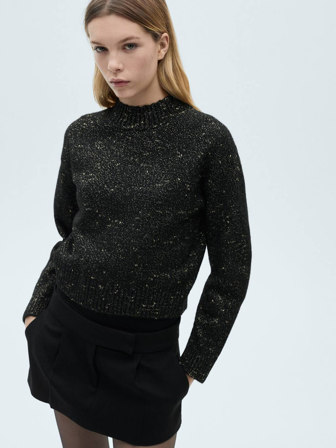 MANGO Lurex Shimmery High Neck Pullover