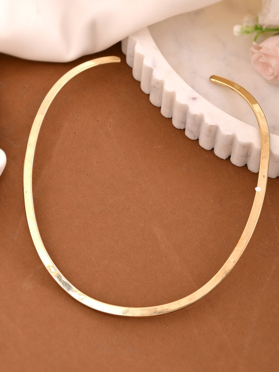 Silvermerc Designs Brass Minimalist Gold-Plated Choker Necklace