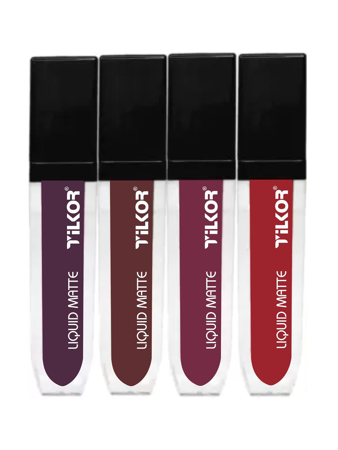 TILKOR Set Of 4 Mini Smudge Proof Matte Liquid Lipstick - 1.5 ml Each Nude 2