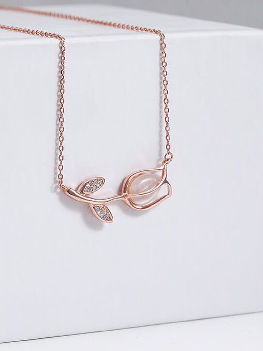GIVA 925 Silver Rose Gold-Plated CZ Studded Flower Basket Jewellery Set