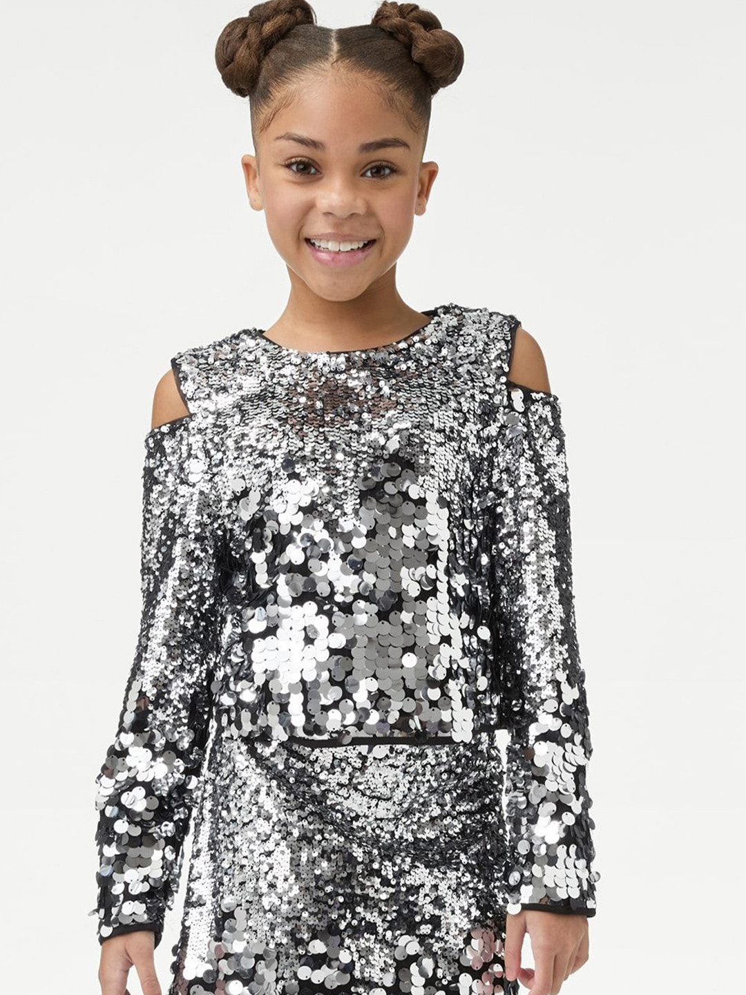 Marks & Spencer Girls Sequined Cold-Shoulder Sleeves Top
