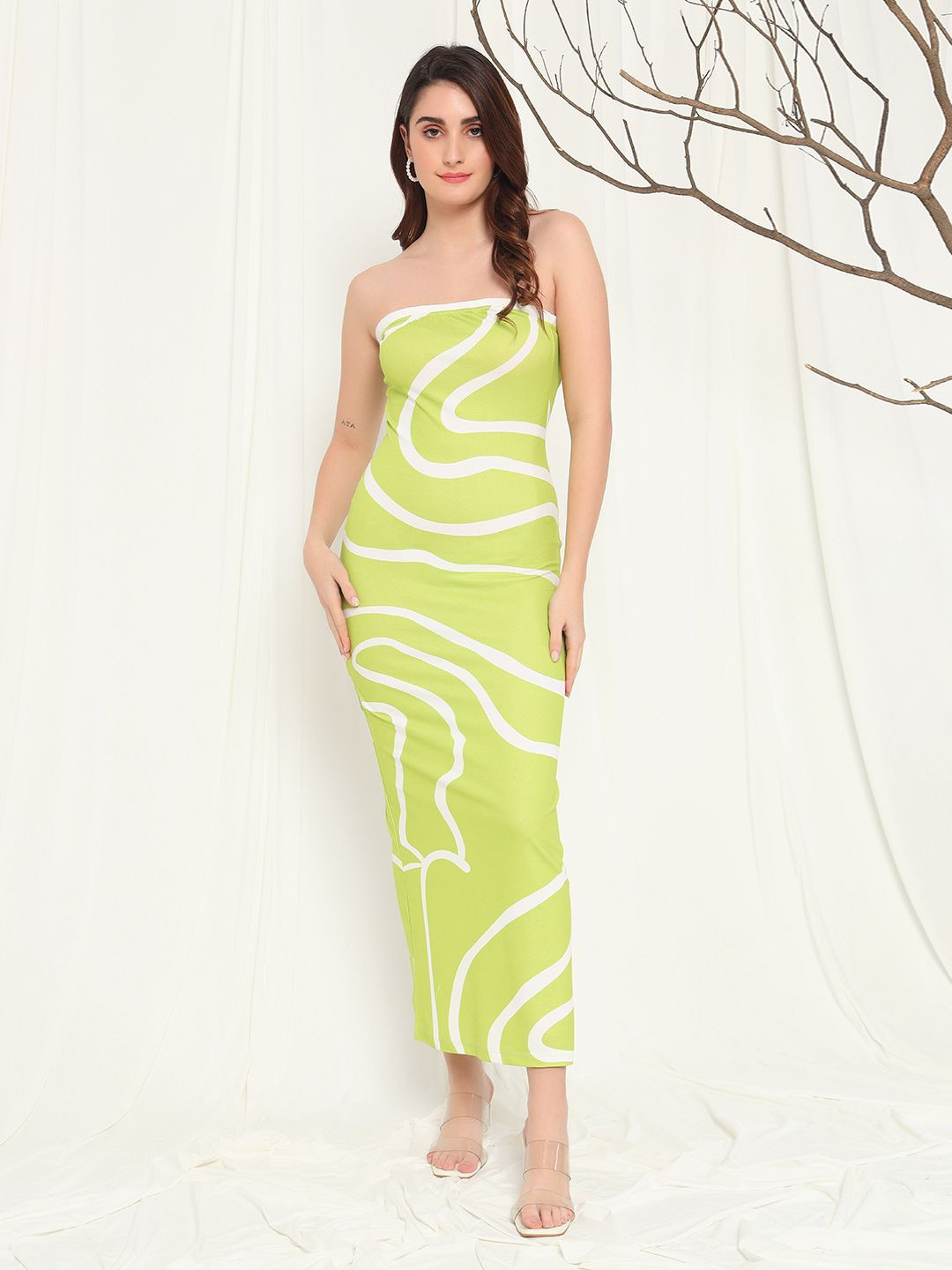 BAESD Women Strapless Bodycon Midi Dress