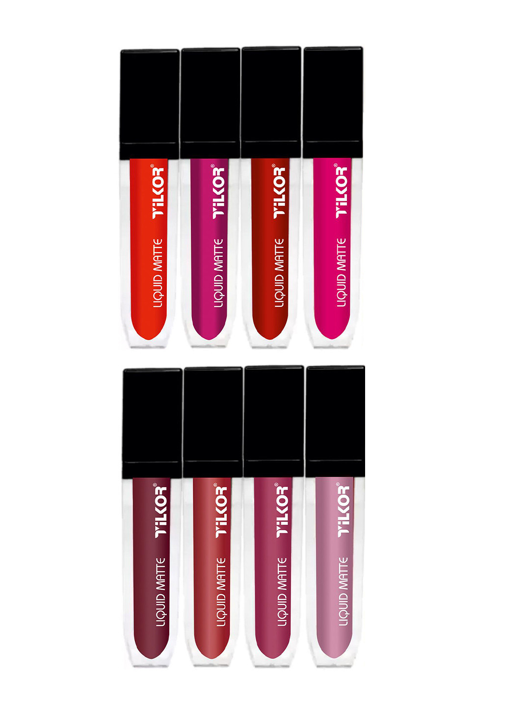 TILKOR Set Of 8 Velvety Matte Liquid Lipstick - 6 ml Each - Nude Red - 1