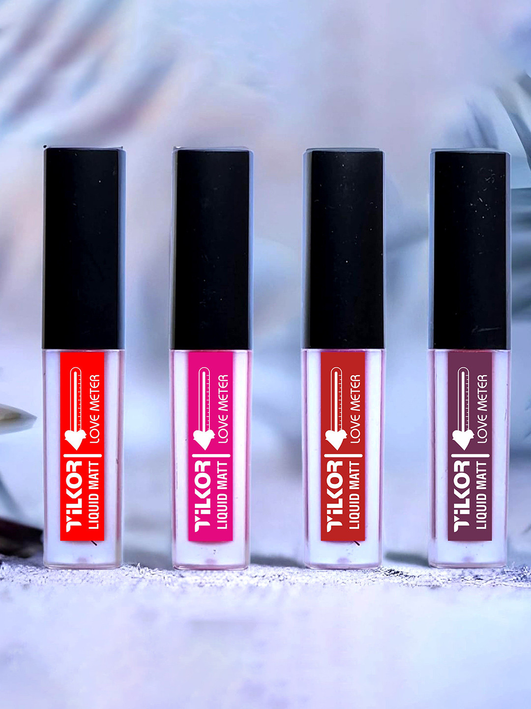 TILKOR Set Of 4 Mini Stunning Long-Lasting Matte Liquid Lipstick- 1.5 ml Each Candy Red