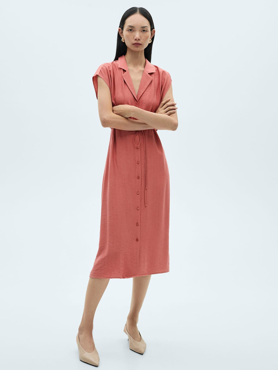 MANGO Midi Blazer Dress with Bow Detail