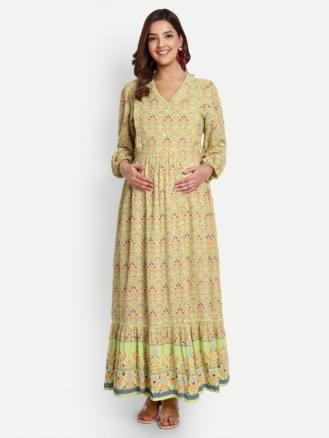 Aaruvi Ruchi Verma Floral Print Maternity Maxi Dress