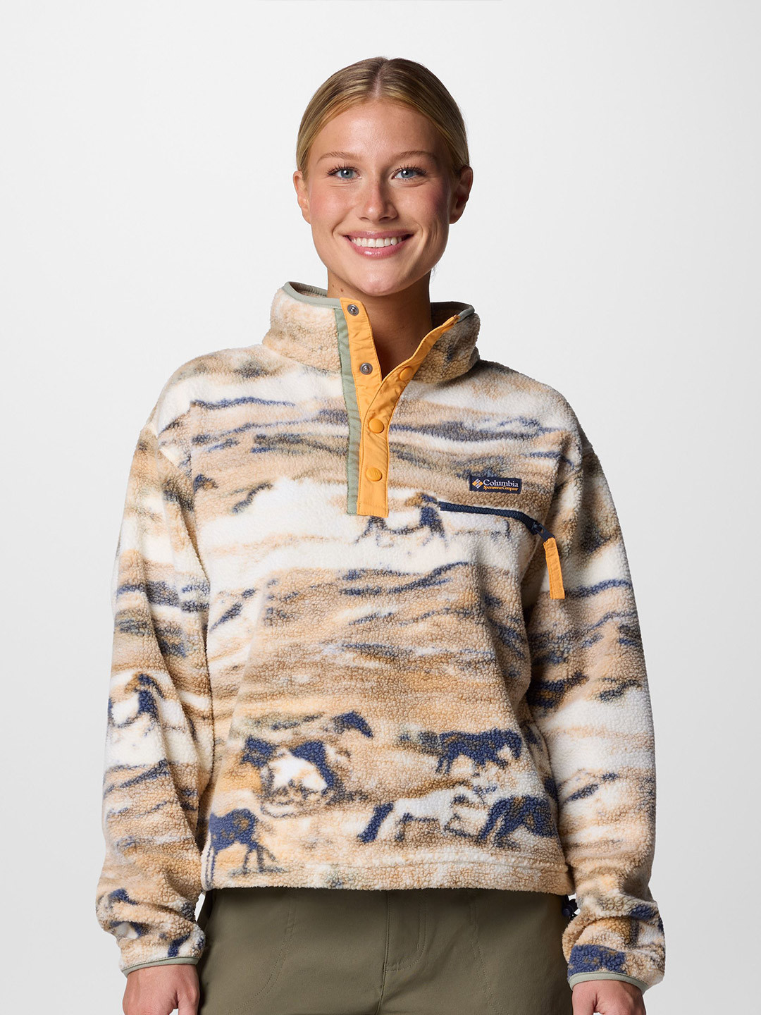 Columbia Helvetia II Women Printed Long Sleeves Half Snap Fleece Pullover