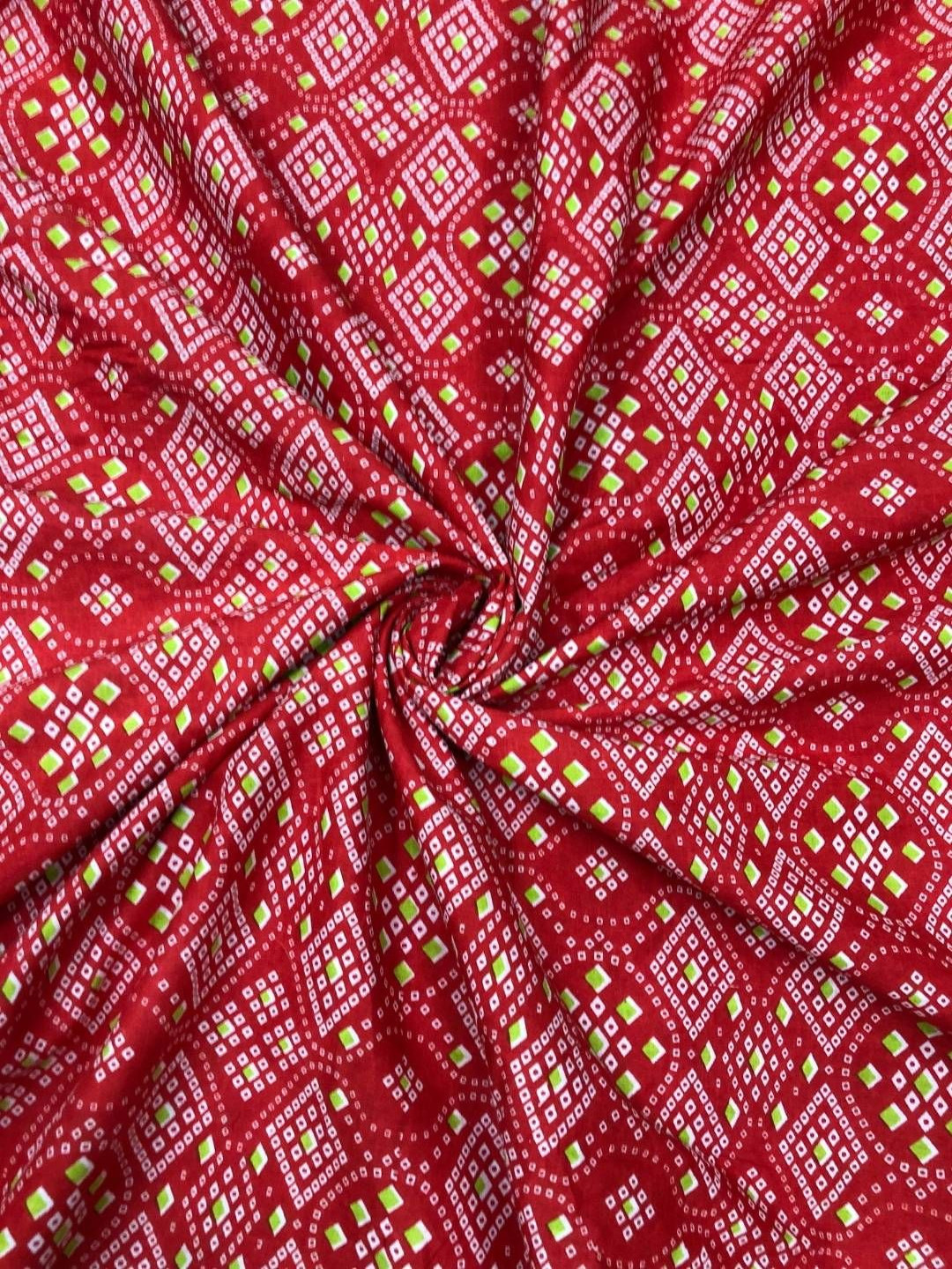 PALASH Bandhani Printed Block Technique Pure Cotton Unstitched Dress Material