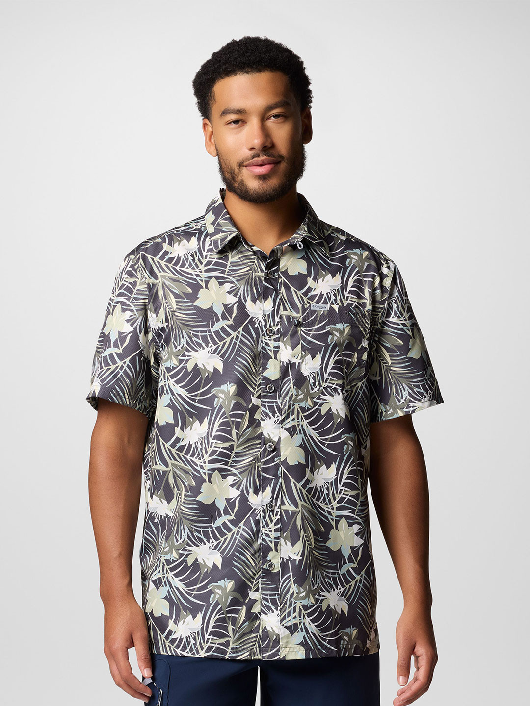 Columbia Mens Grey Omni-Wick Super Slack UPF-50 Camp Shirt