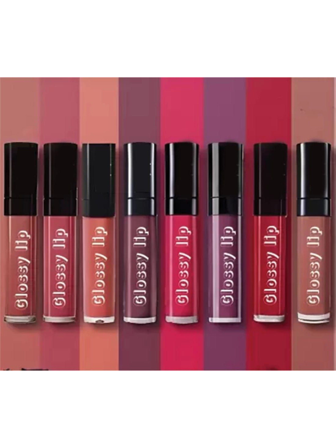 TILKOR Set Of 8 Mini Smudge Proof Matte Liquid Lipstick - 6 ml Each Nude Red - 3