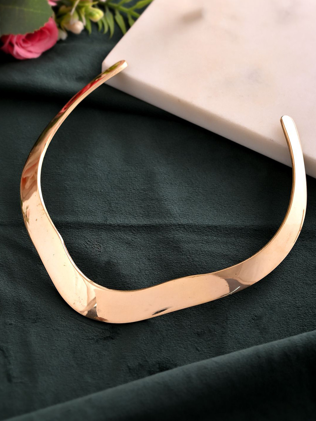 Silvermerc Designs Brass Gold-Plated Statement Choker Necklace