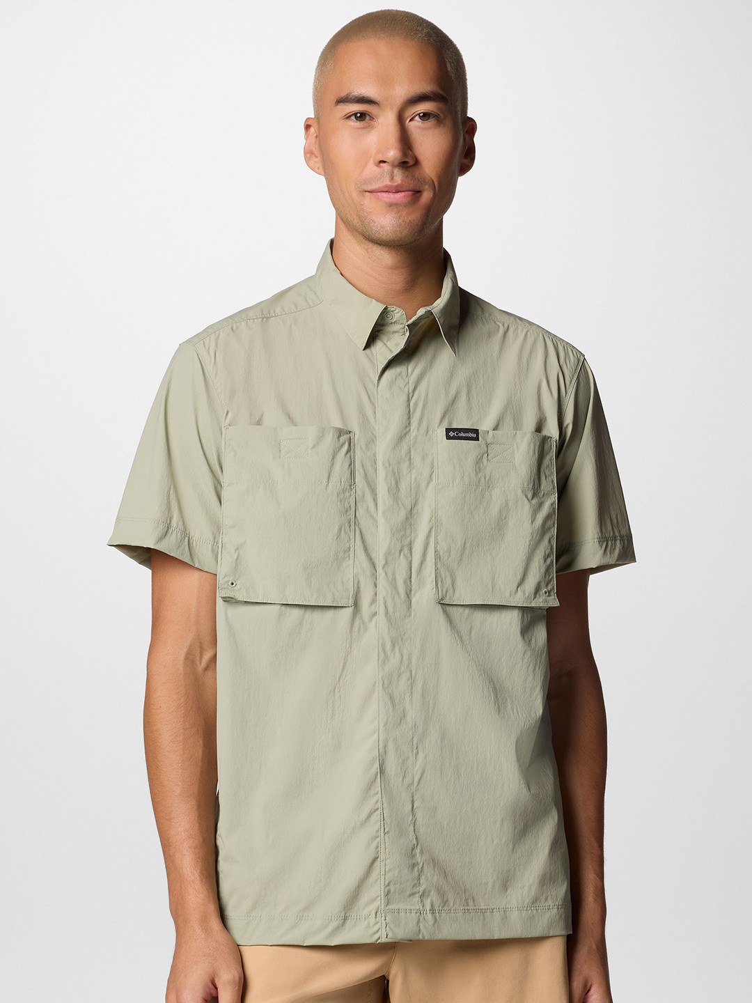 Columbia Men Classic Spread Collar Solid Casual Black Messa Quick Dry Shirt