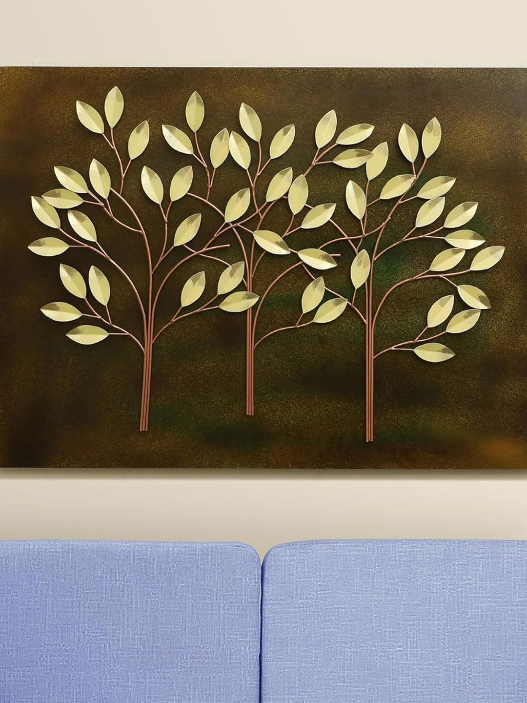 vedas Sol Tree on Board Metal Floral Matte Hanging Hall Wall Hangings-31.9In