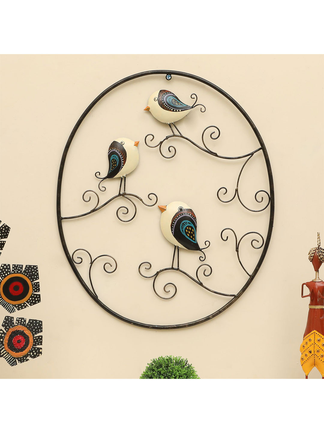 vedas Galen Birds Metal Matte Hanging Hall Wall Hangings-23.6In