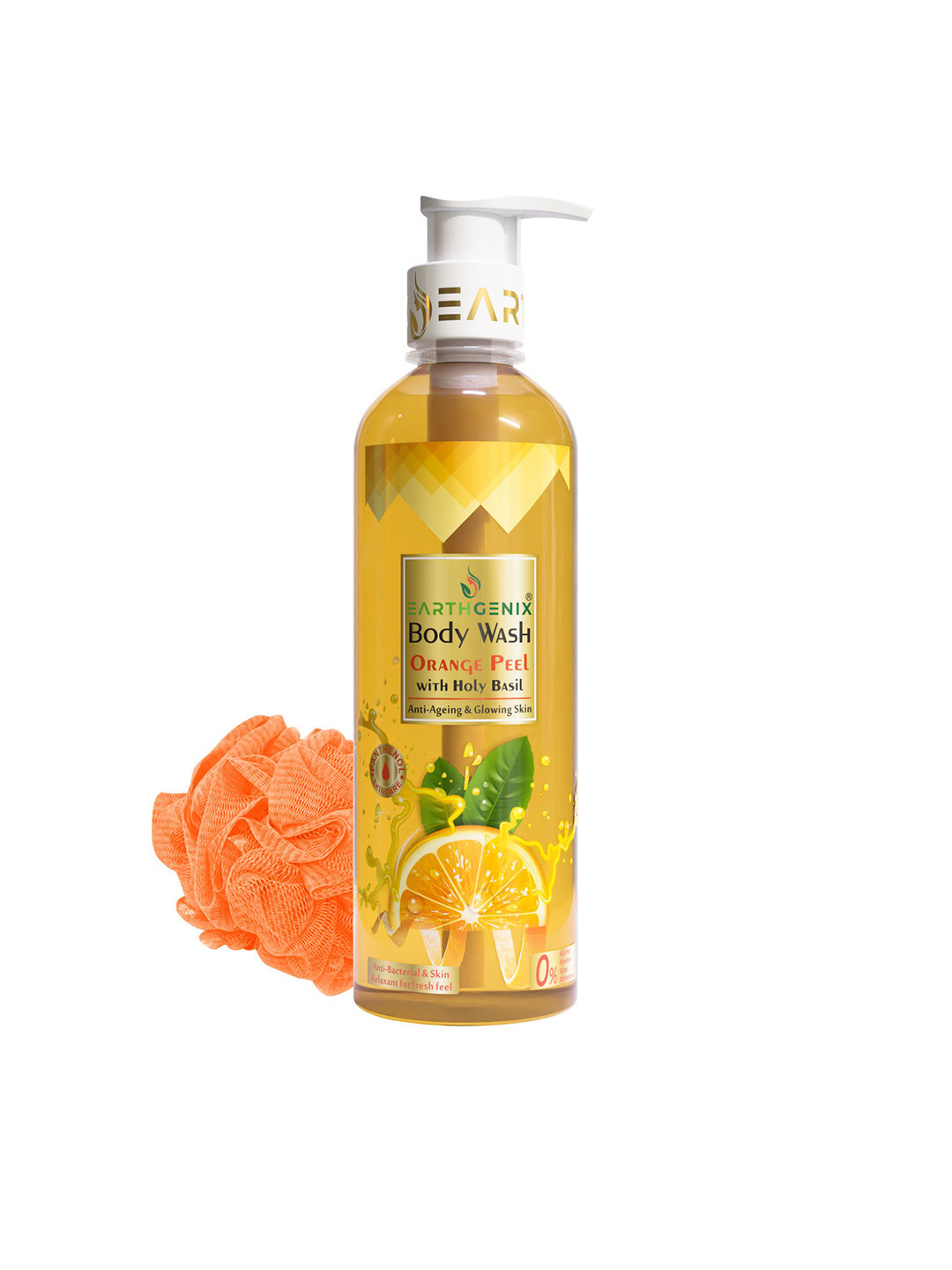 Earthgenix Body Wash Orange Peel With Holy Basil With Free Loofah- 500 ml