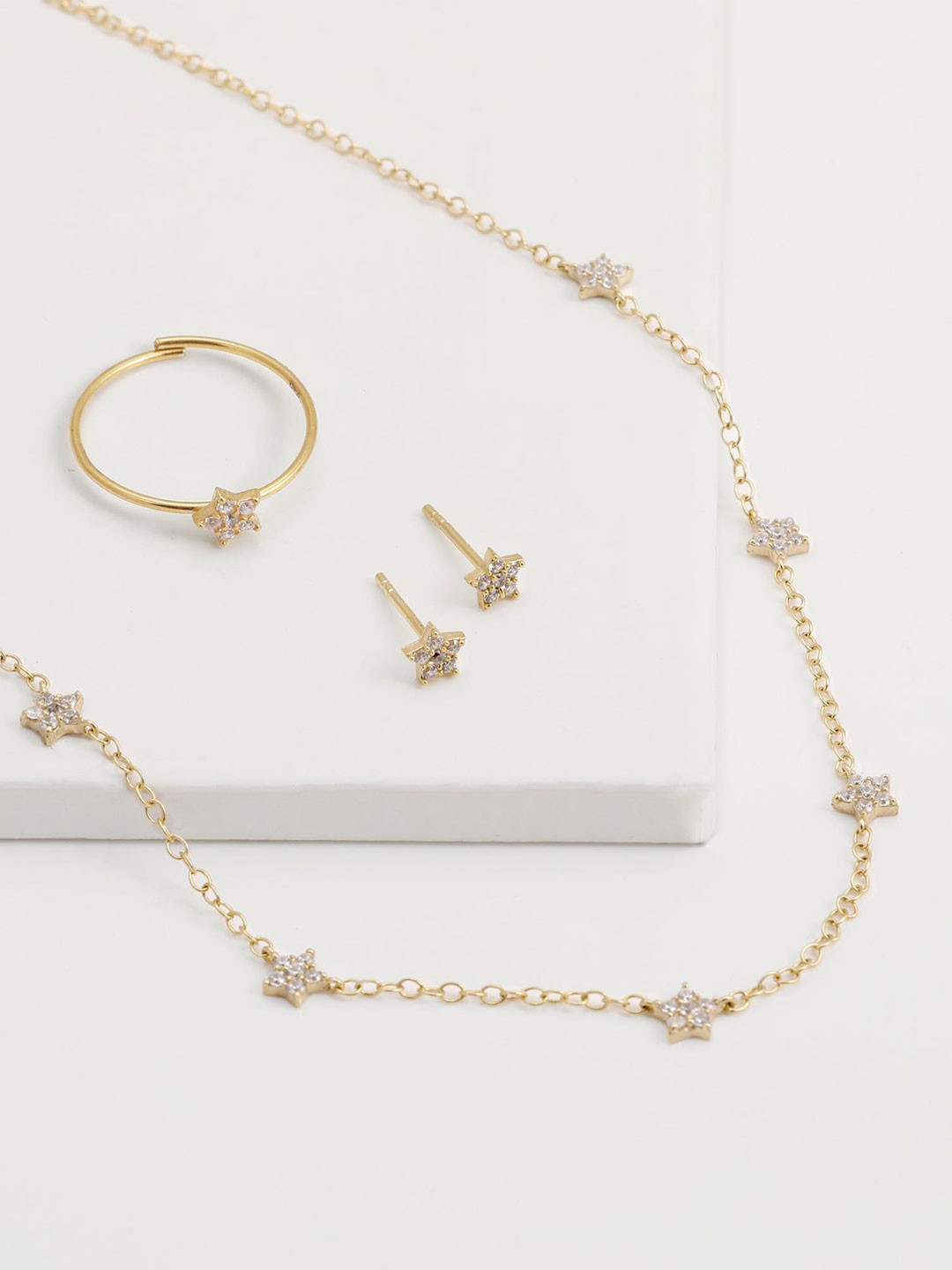 GIVA 925 Gold-Plated Cubic Zirconia-Studded Constellation Jewellery Set