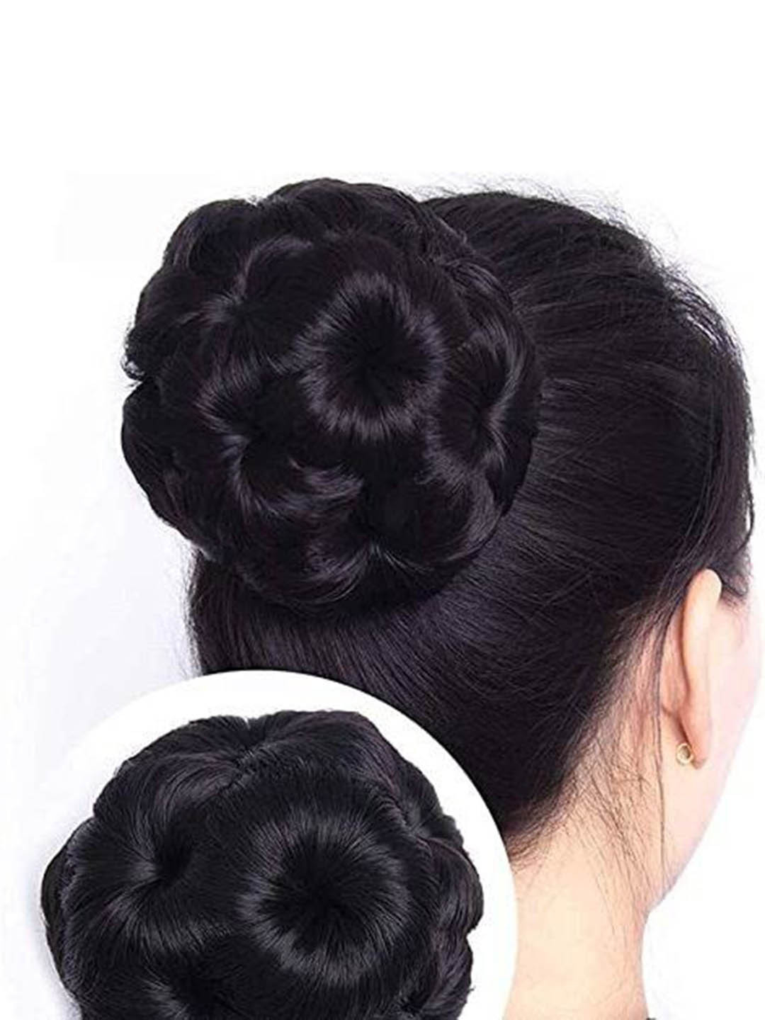 CRIBE Clip In Curly Bun Hair Extension - Black - 15 Inch