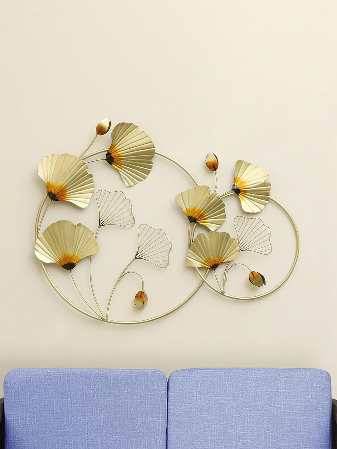vedas Cielo Ginko Metal Floral Matte Hanging Hall Wall Hangings-27In