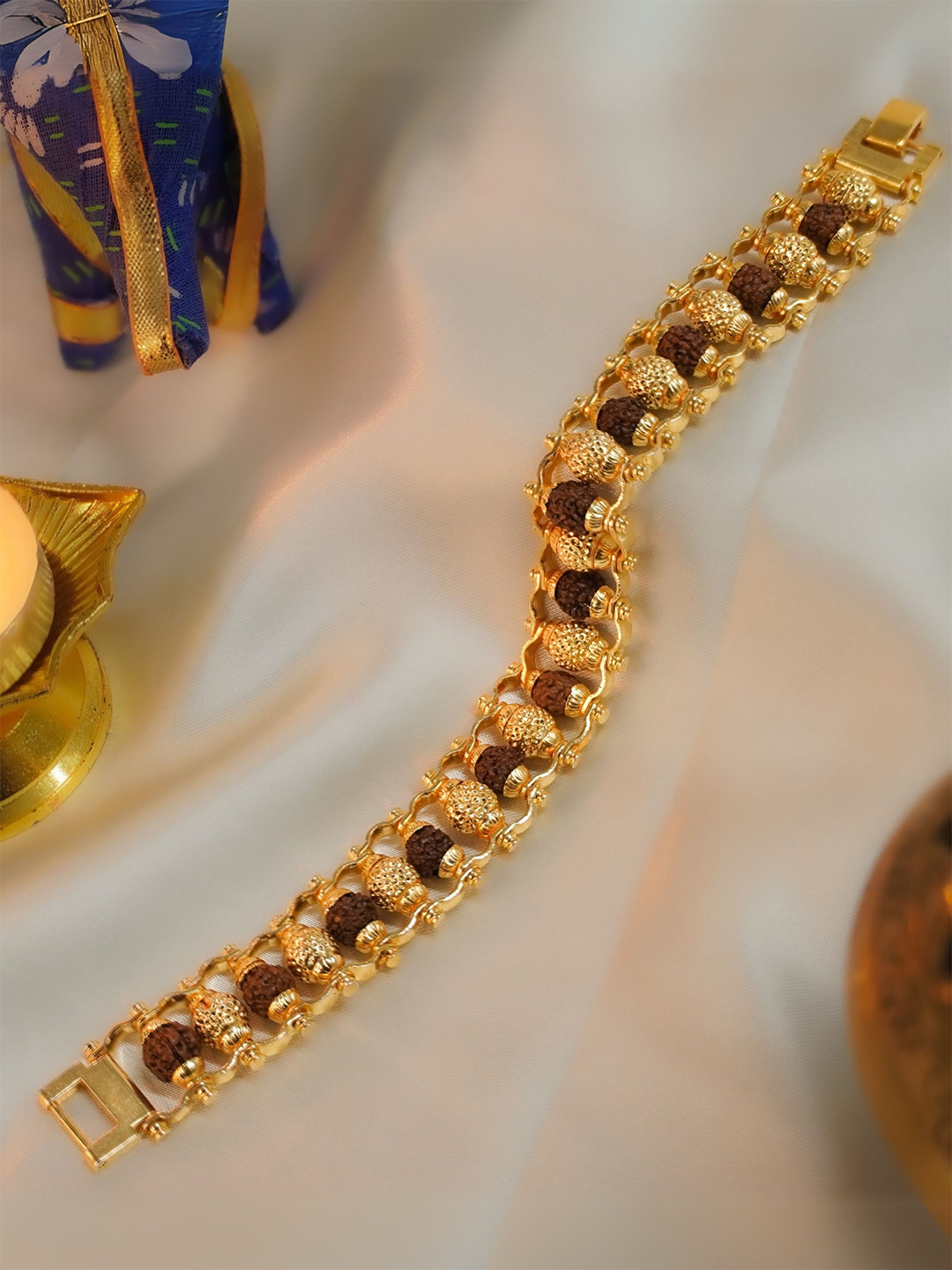 Japam Gold Plated Golden Beads Modern Rudraksha Bracelet
