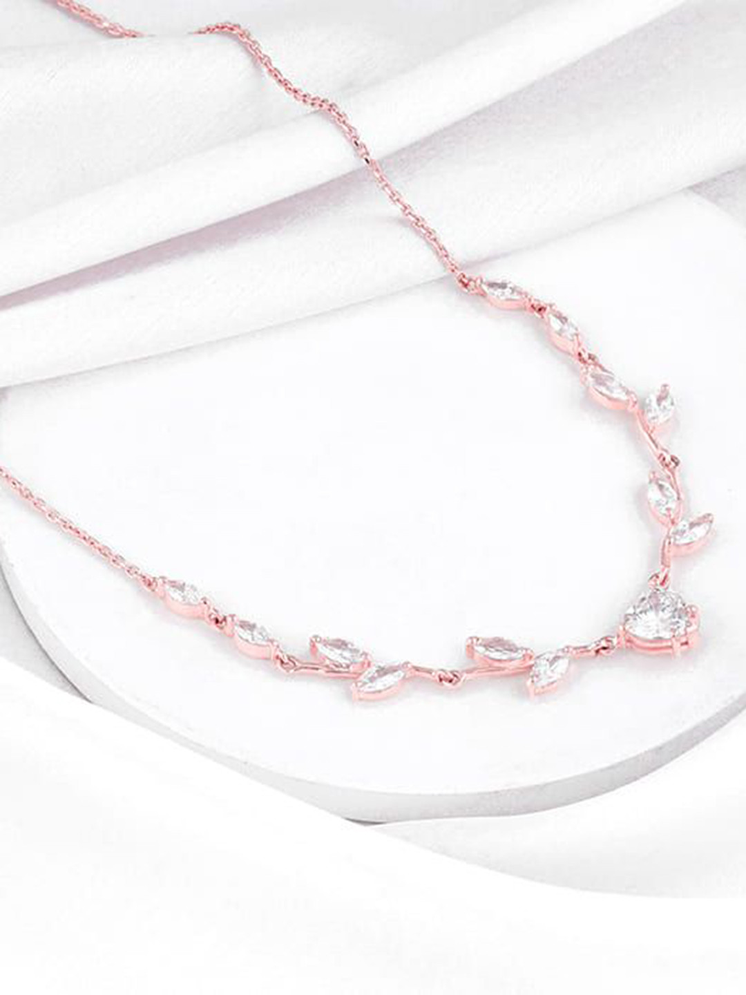 GIVA 925 Sterling Silver Rose Gold-Plated Cubic Zirconia Leafy Heart Set