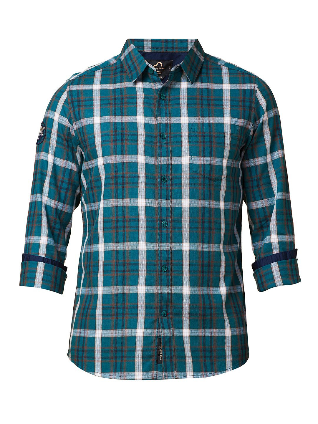 Being Human Men Classic Slim Fit Spread Collar Tartan Checked Cotton Casual Shirt
