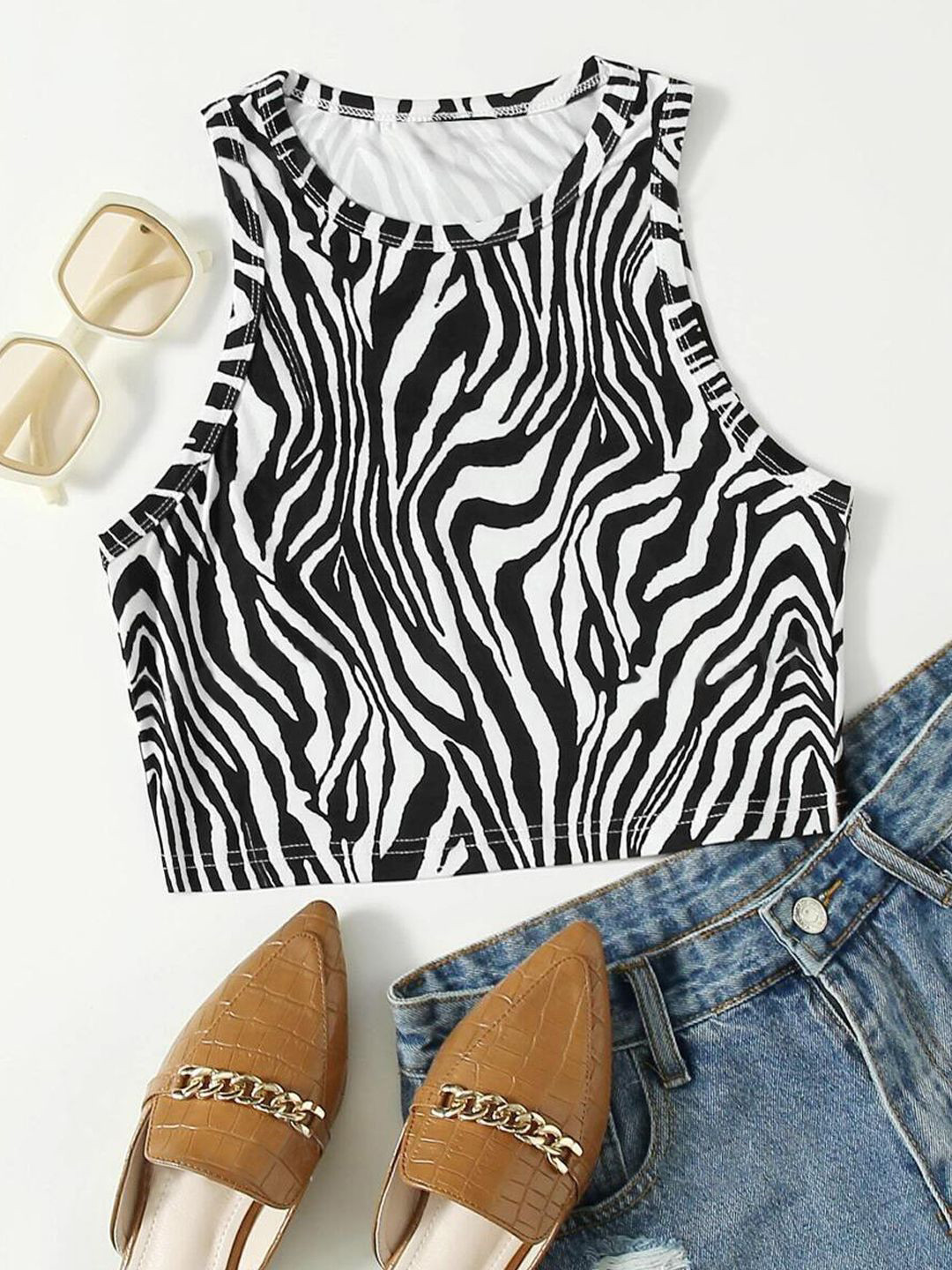 BAESD Animal or Skin Printed Tank Crop Top