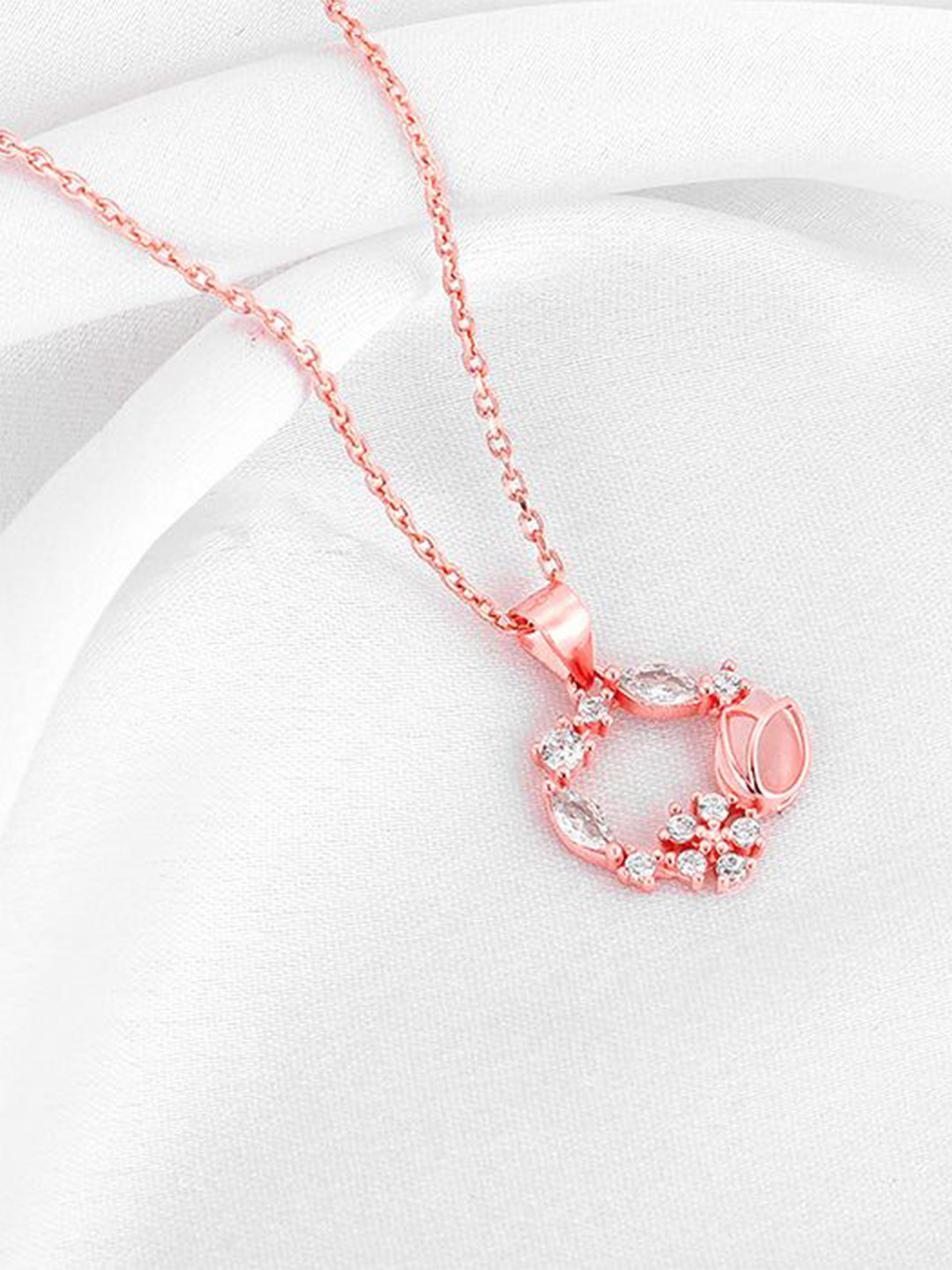 GIVA 925 Silver Rose Gold-Plated Cubic Zirconia Drop Wreath Set Of Three