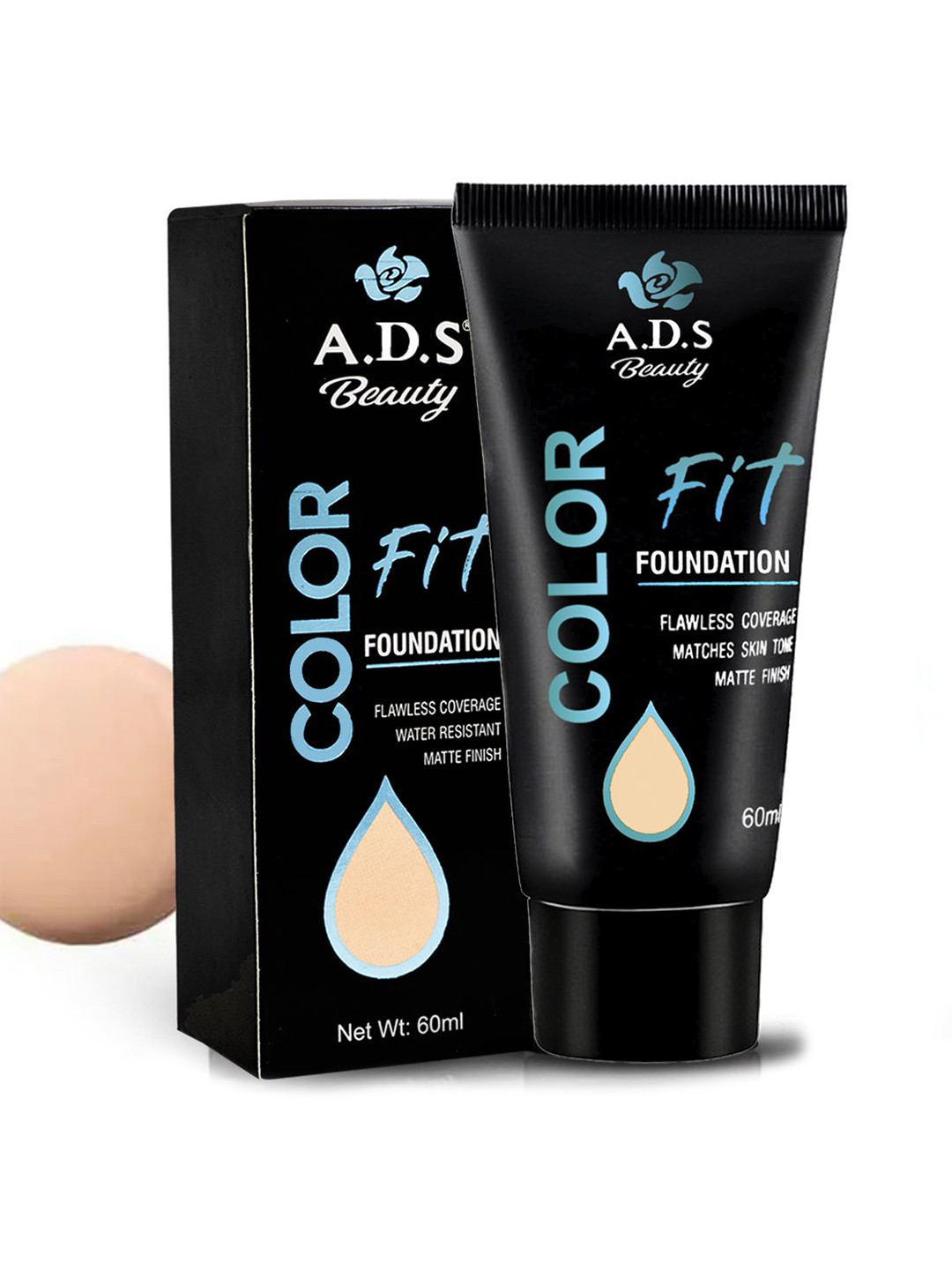 A.D.S Color Fit Water Resistant Matte Foundation 60ml - Shade 01