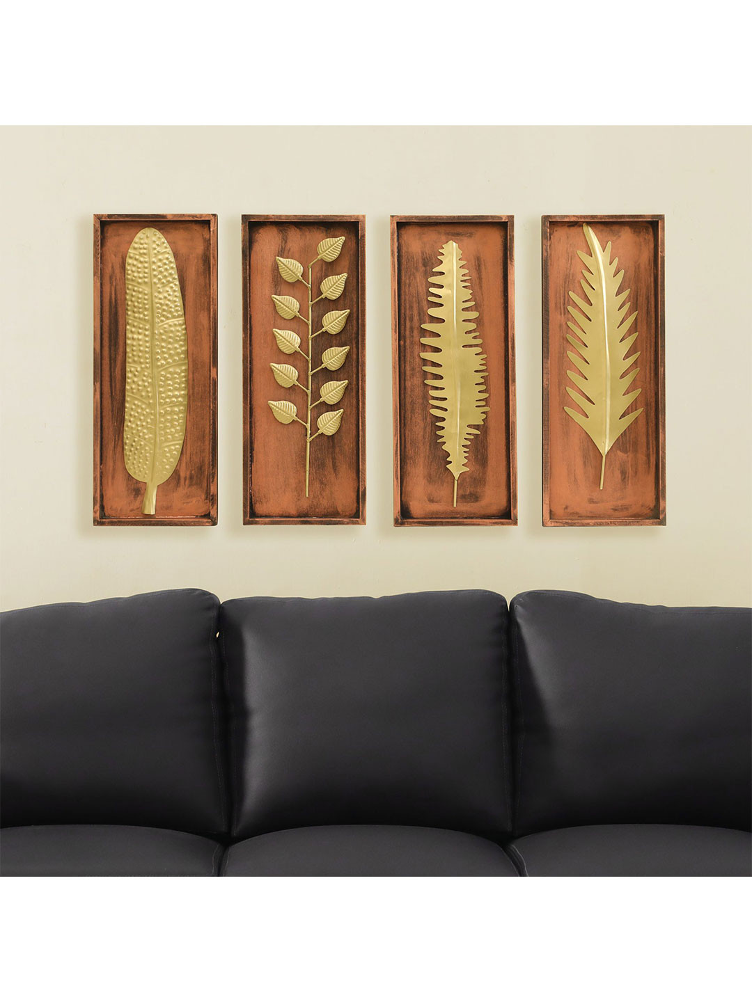 vedas Floral Metal s Glossy Hanging Hall 4Pcs Wall Hangings-20.1In