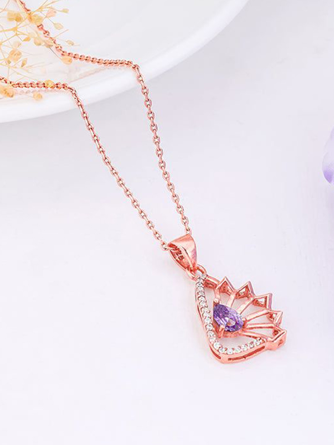 GIVA 925 Silver Rose Gold-Plated Cubic Zirconia Studded Notre Dame Jewellery Set