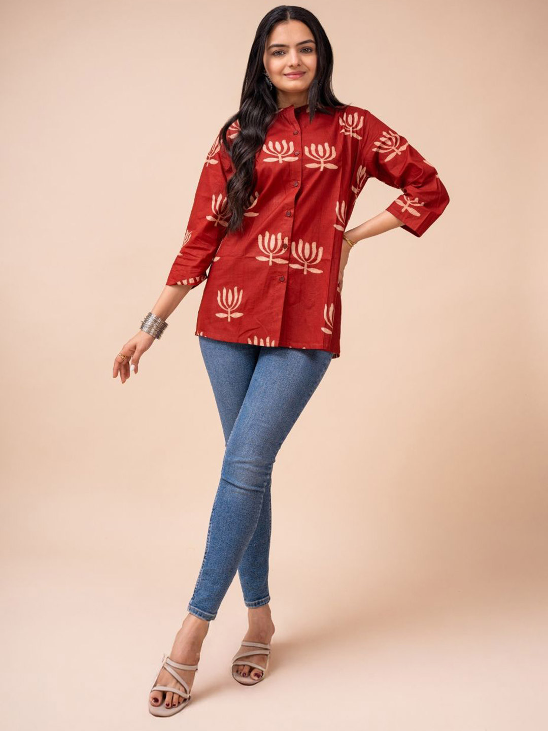 EKISHA Women Floral Printed Cotton Tunic