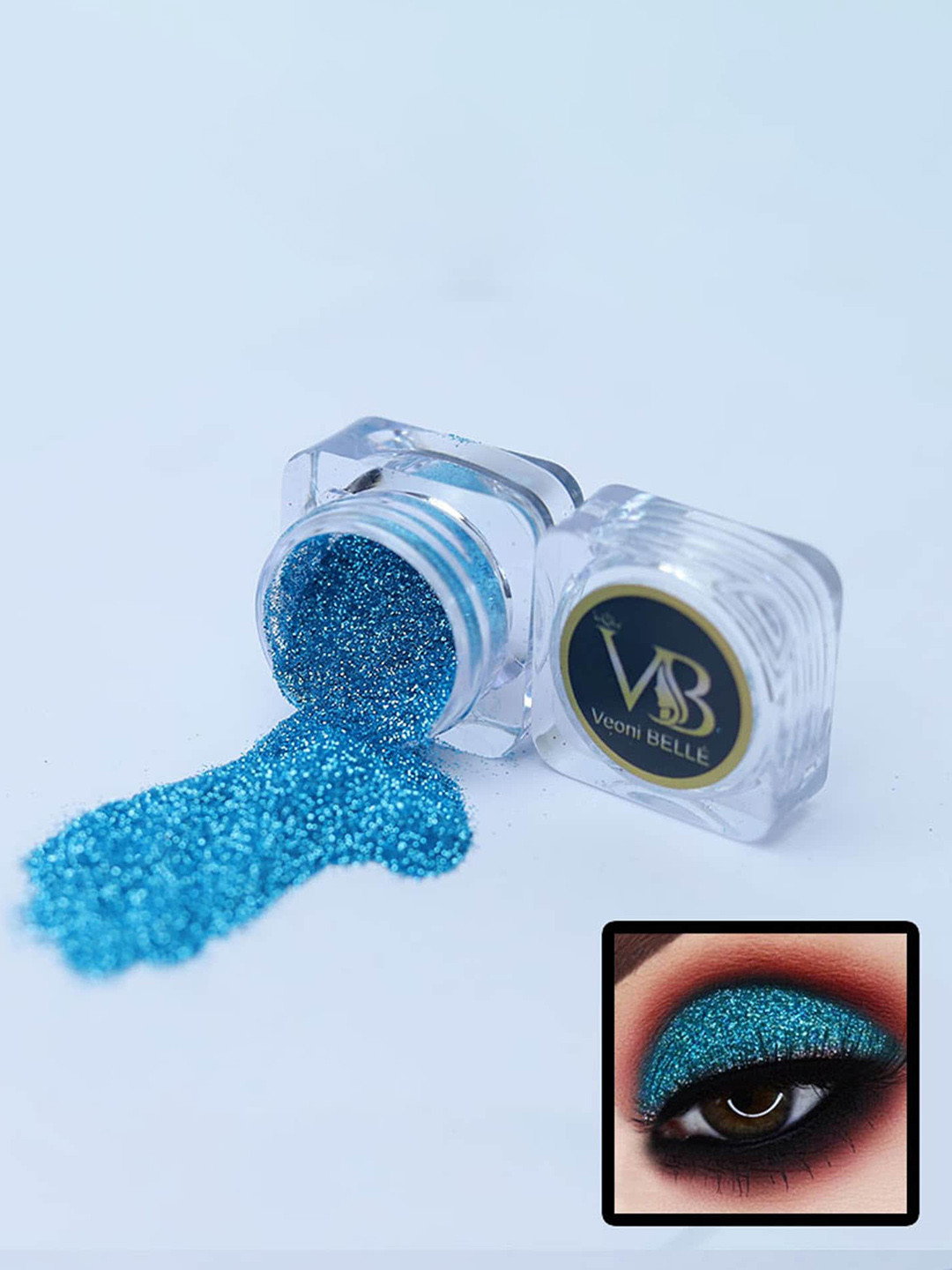 Veoni BELLE 2Pcs Professional Cosmetics Loose Powder Eyeshadow Peach - 5 & Turquoise - 11