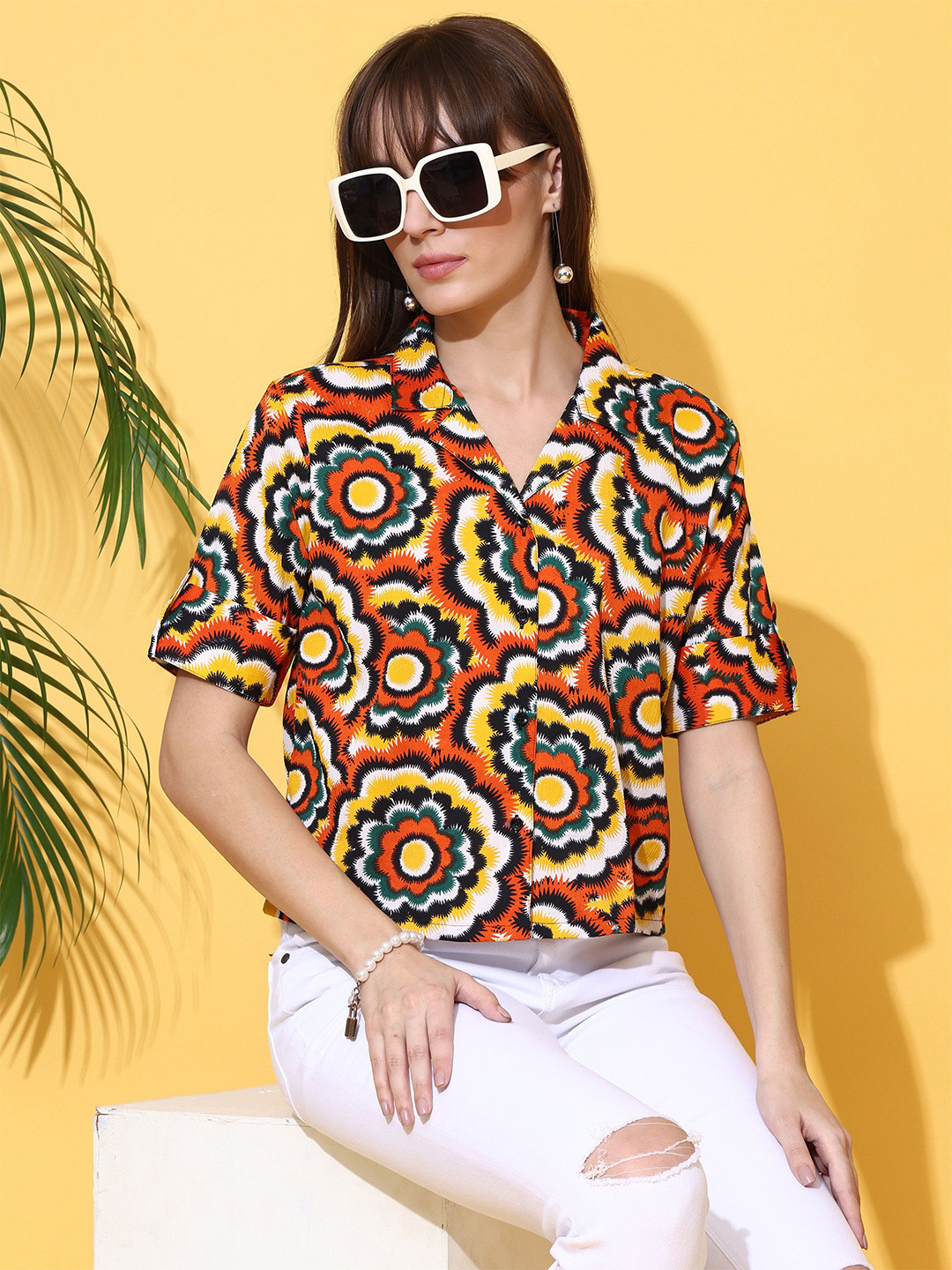 SHEETAL Associates Women Classic Fit Cuban Collar Floral Printed Casual Shirt