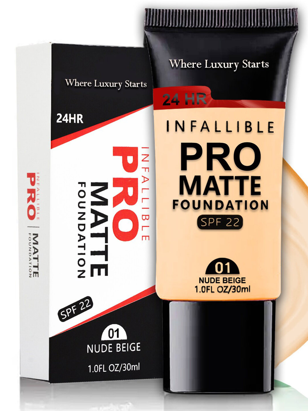 Adbeni Infallible Pro Matte Foundation SPF22 - 30ml - Nude Beige 01