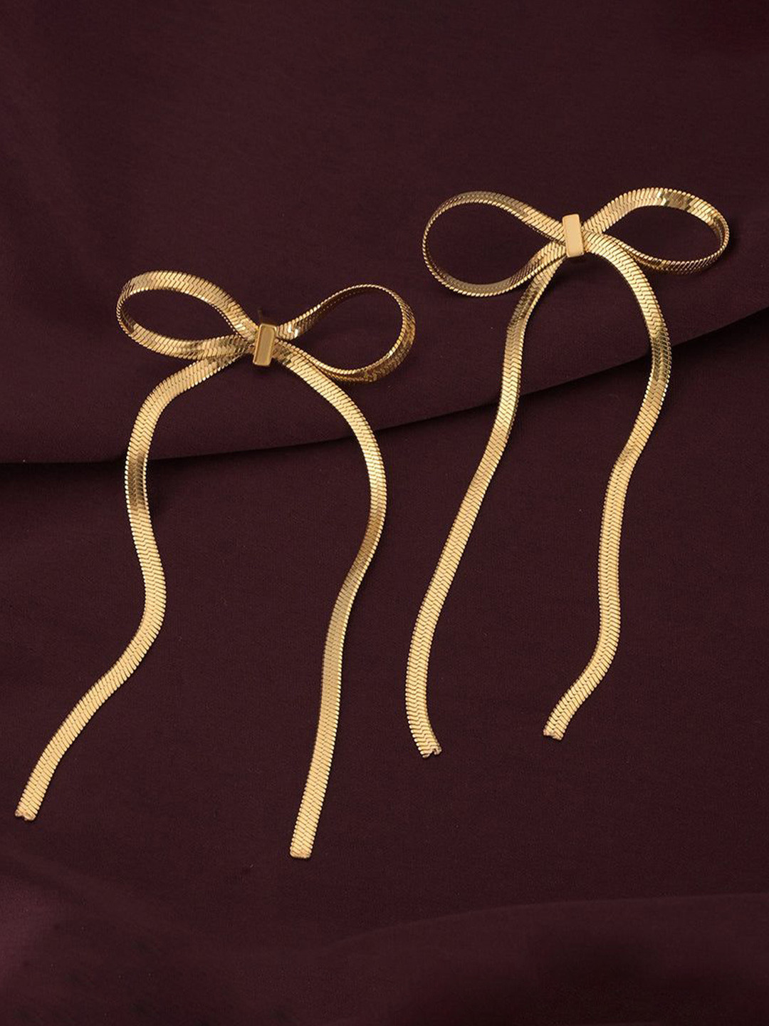 PALMONAS 18KT Gold Plated Waterproof & Anti-Tarnish Bows Shaped Drop Earrings