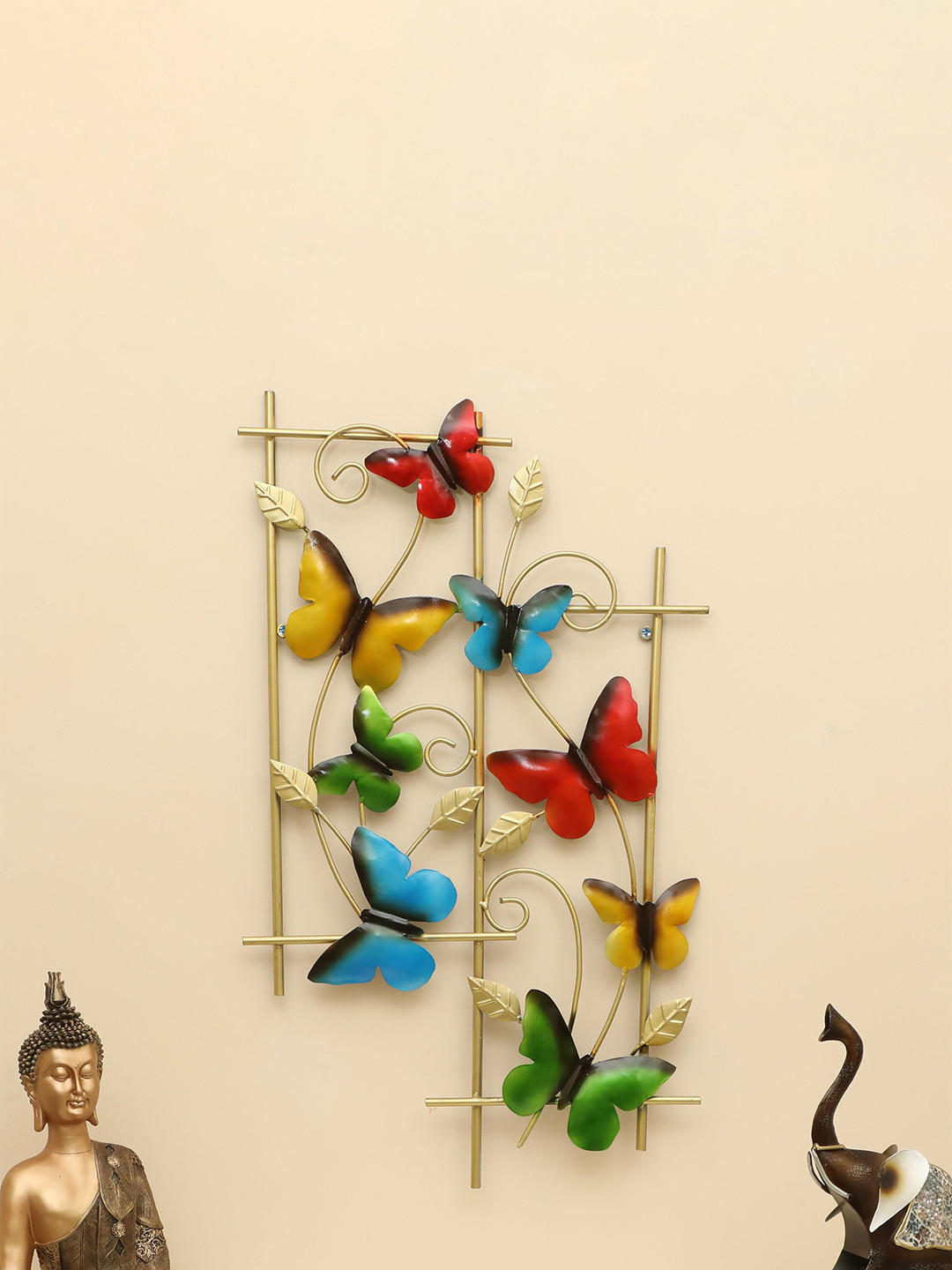 vedas Nana Butterflies Metal Glossy Hanging Hall Wall Hangings-29.9In