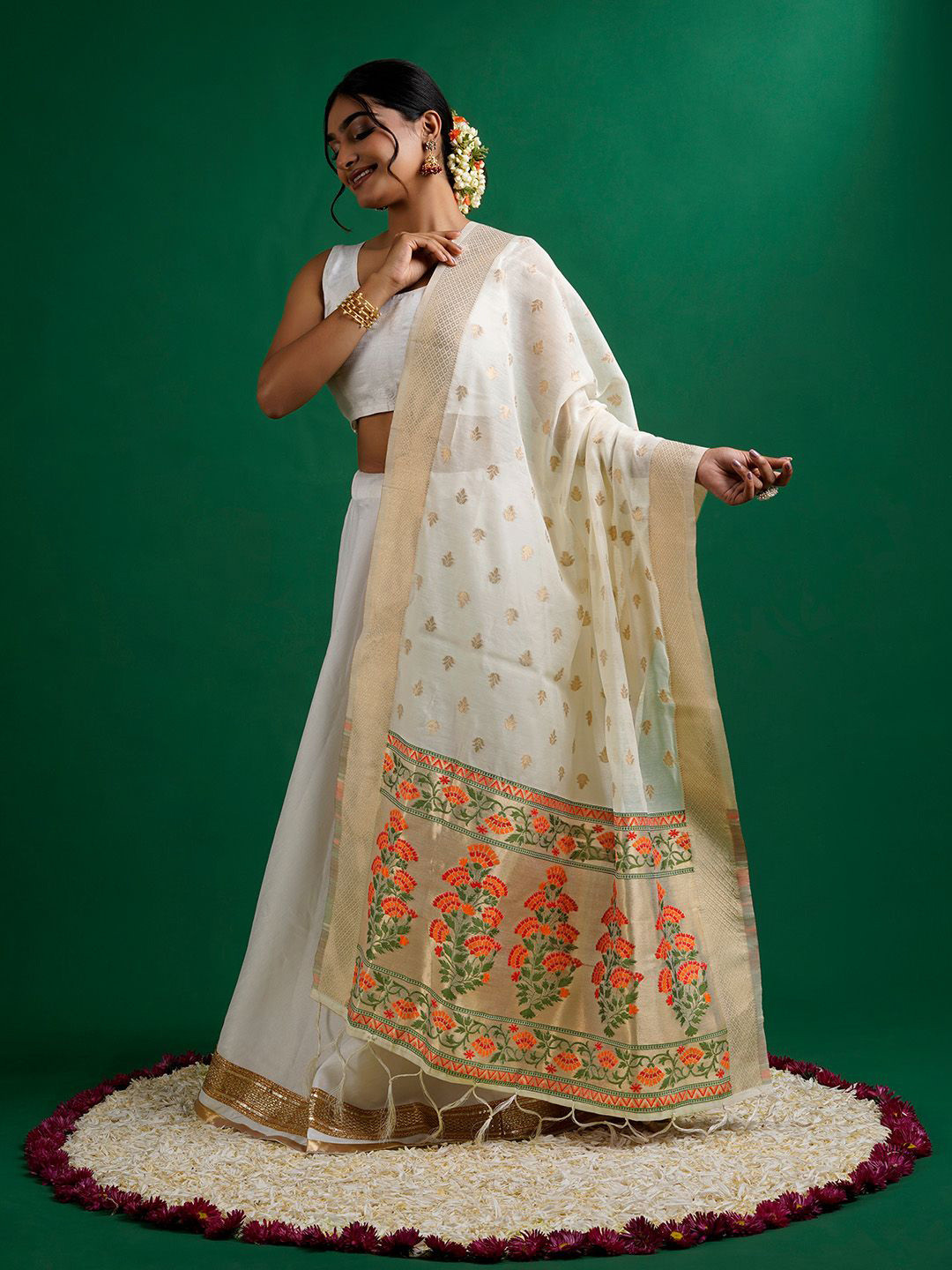 TEEJH Champakali Ethnic Motifs Woven Design Dupatta