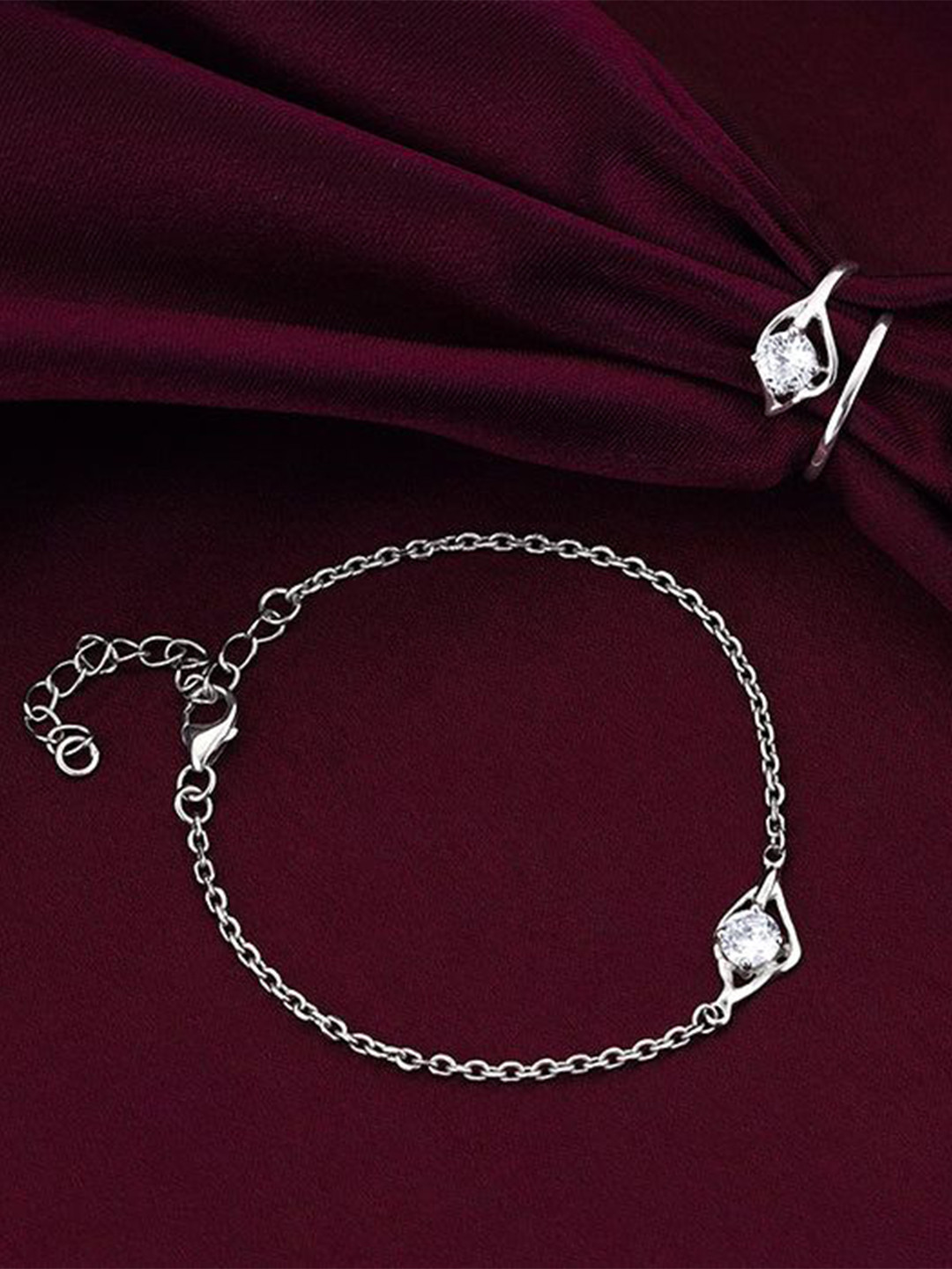 GIVA 925 Silver Silver-Plated Cubic Zirconia Dewdrop Duo Set
