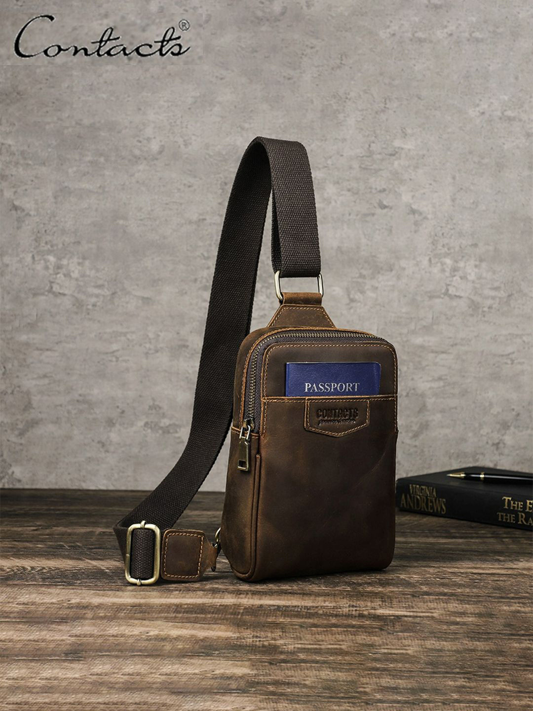 CONTACTS Men Solid Shoulder Crossbody Bag