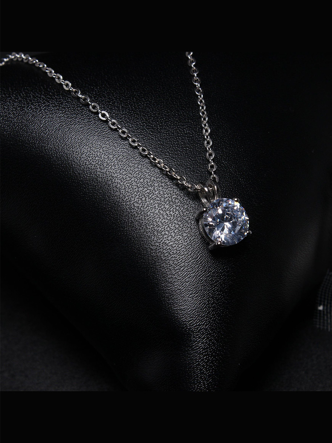 GIVA 925 Silver Cubic Zirconia Studded Classic Vintage Solitaire Pendant & Ring Set