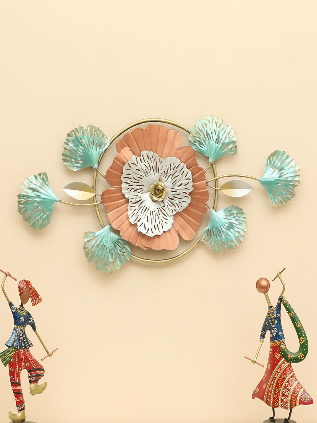 vedas Rochelle Flower Metal Ethnic Motifs Matte Hanging Hall Floral Wall Decor-3In
