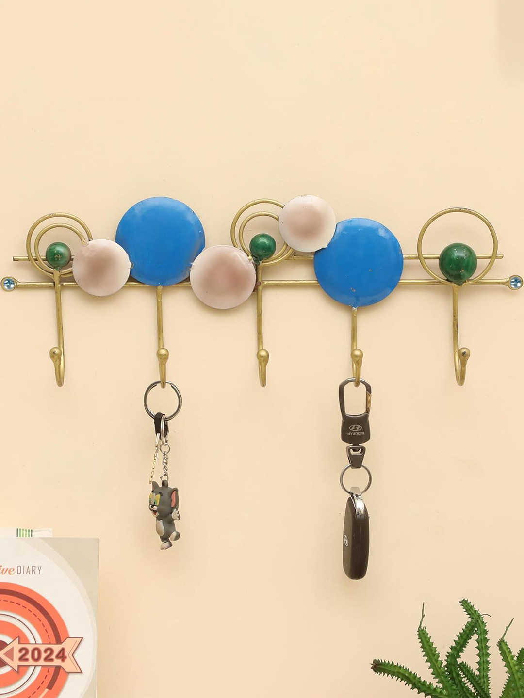 vedas Gold-Toned & Blue Textured Metal U-Lyla Eye Wall Key Holder