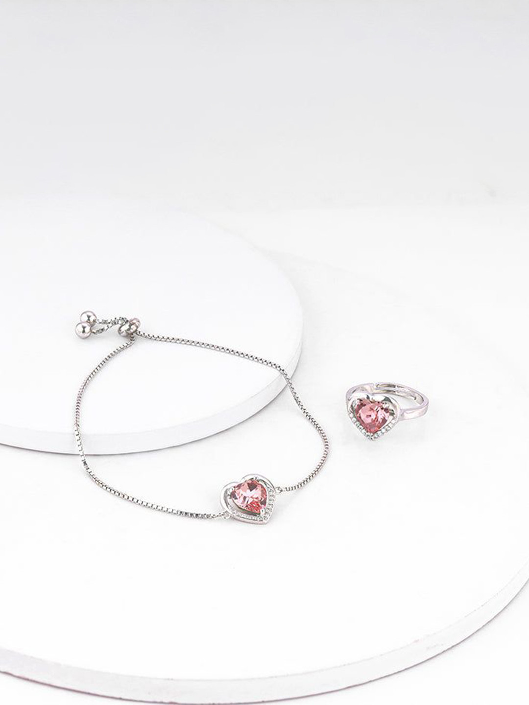 GIVA 925 Silver Rhodium-Plated CZ-Studded Valentine Jewellery Set
