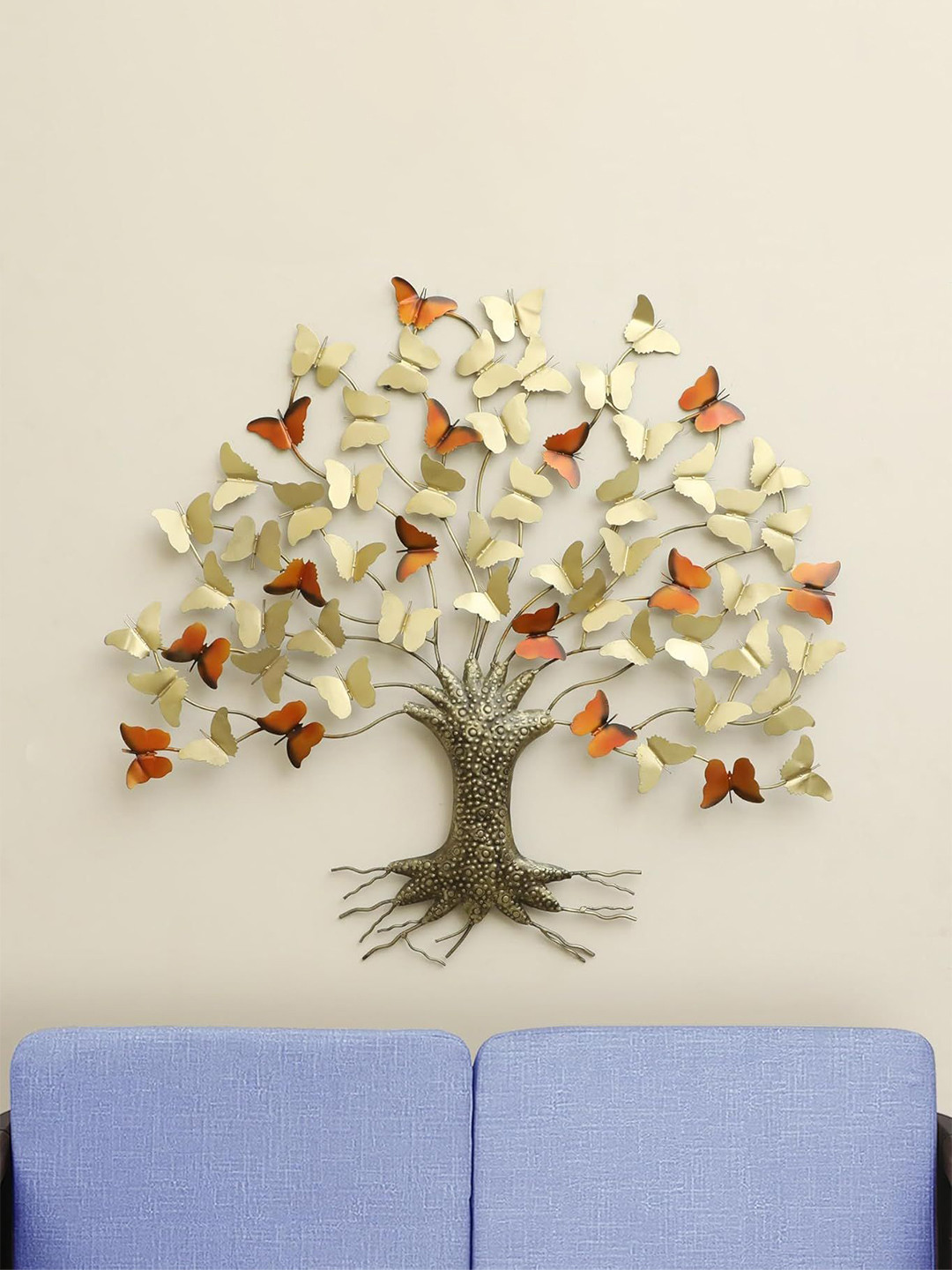 vedas Butterflies Tree Metal Glossy Hanging Hall Wall Hangings-40.2In